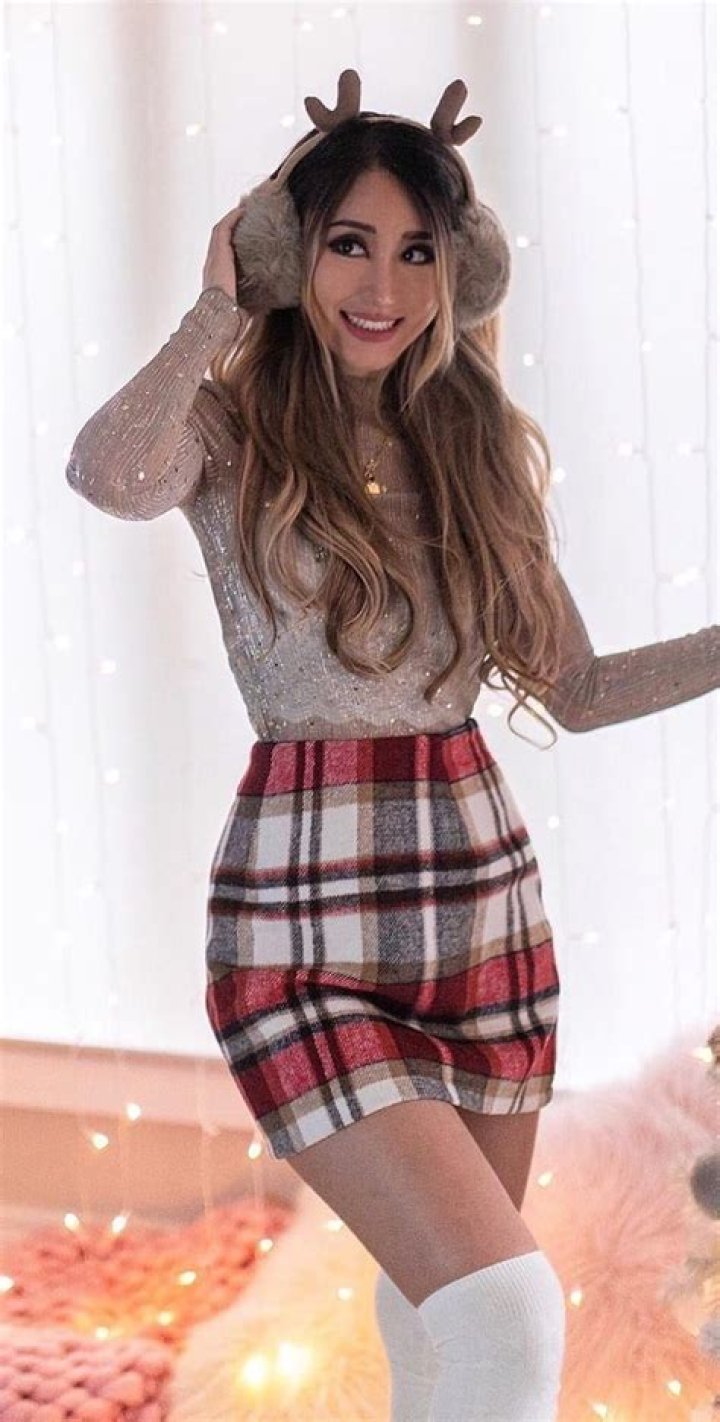 Cute Christmas Outfit with Reindeer Antlers and Ornament